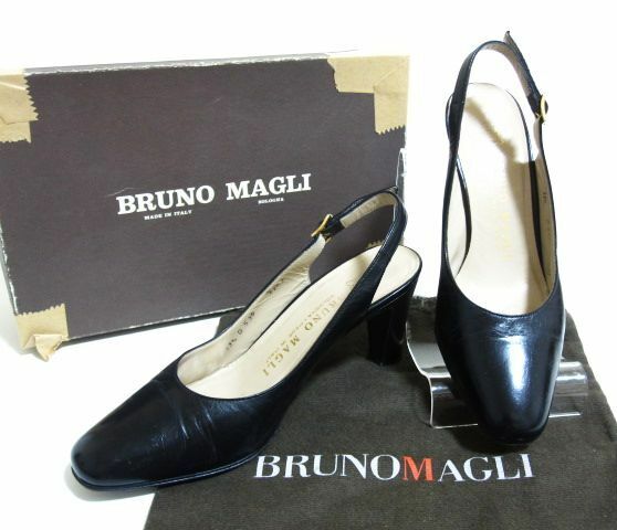 ブルーノマグリ BLUNO MAGLI パンプス 本皮レザーレディース 黒　Made in Italy 33 1/2≒21～21.5cm 小さい靴をお探しの方必見