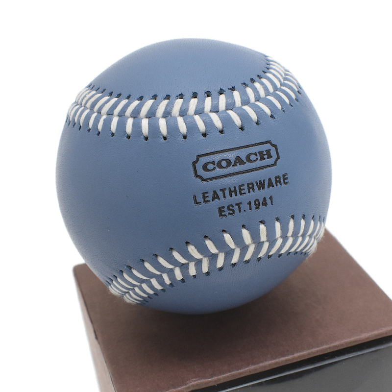 未使用品 コーチ Leatherware Baseball 野球ボール レザー ブルー COACH