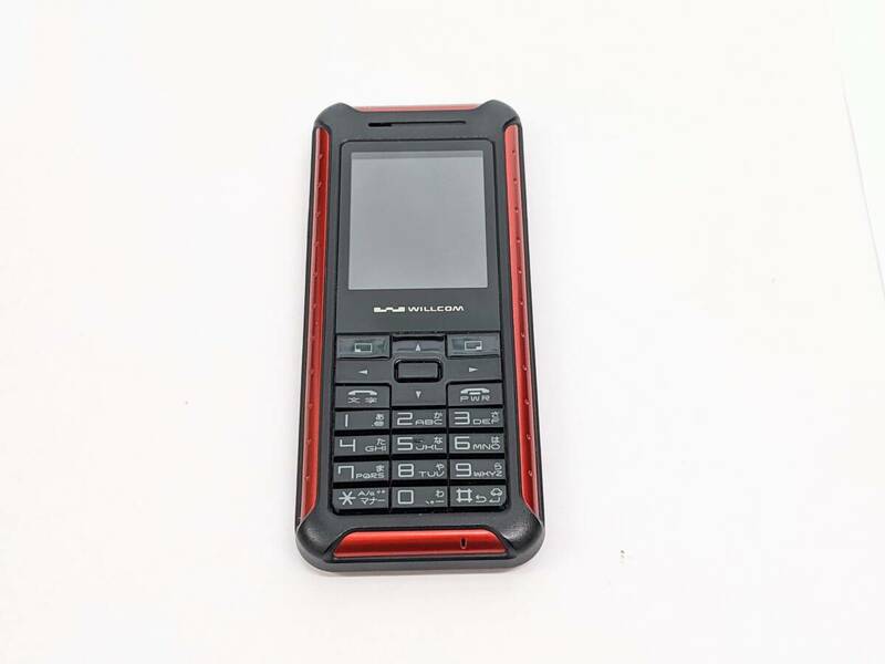 【1054】 WILLCOM WX130S ウィルコム 当時物 携帯 アンティーク レア物 希少品 状態美品 お得品 オールド レッド 赤色 黒 スマートサイズ