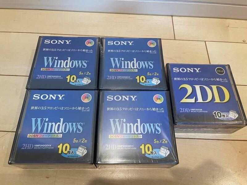 1円〜 即決　新品　未使用　SONY ソニー　2DD 2HD フロッピーディスク DOS/V用 Windowsフォーマット 3.5インチ 10枚入り 5セット　合計50枚
