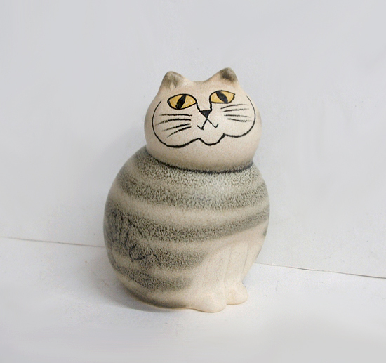 ◎リサ・ラーソン 陶器 置物 猫 キャット ミア CAT MIA　グレー S 9.5cm　縞猫 北欧雑貨 インテリア　札幌市 平岸店