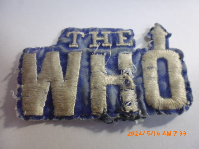 The Who ザ・フー　７０年代のビンテージ中古ワッペン　古着からの超貴重で珍しくて味が有ります　古着用向けに！！