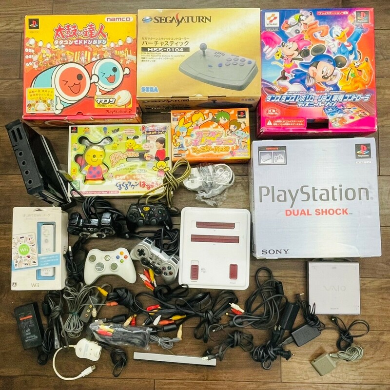 ② ゲーム機 ゲーム周辺機器 まとめ売り まとめて PlayStation Wii ファミコン 太鼓の達人 タタコン バーチャスティック コントローラー AT