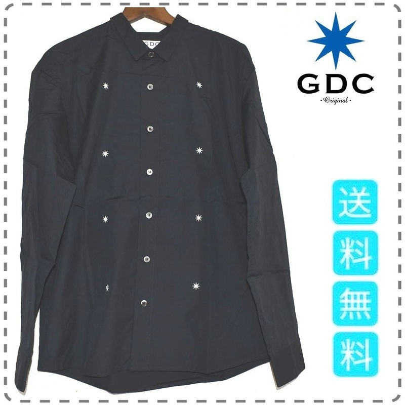 GDC ジーディーシー 日本製 長袖 メタルドレスシャツ ARIZONA METAL バックプリント 綿100% メンズMサイズ 黒 送料無料 A400