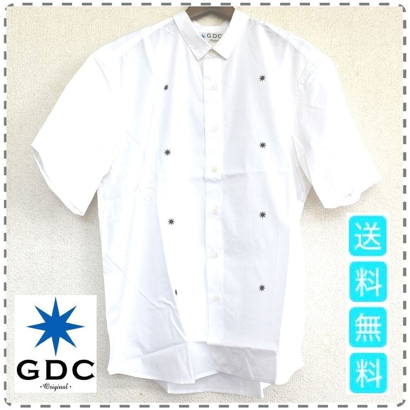 GDC ジーディーシー 日本製 半袖 メタルドレスシャツ ARIZONA METAL バックプリント 綿100% メンズLサイズ 白 送料無料 A408
