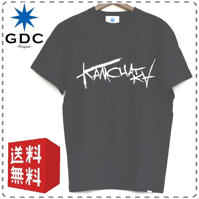 GDC ジーディーシー 半袖Tシャツ バックプリント KanchatkaPeninsula 黒 丸首 ユニセックス 男女兼用 綿100% メンズMサイズ 送料無料 A454