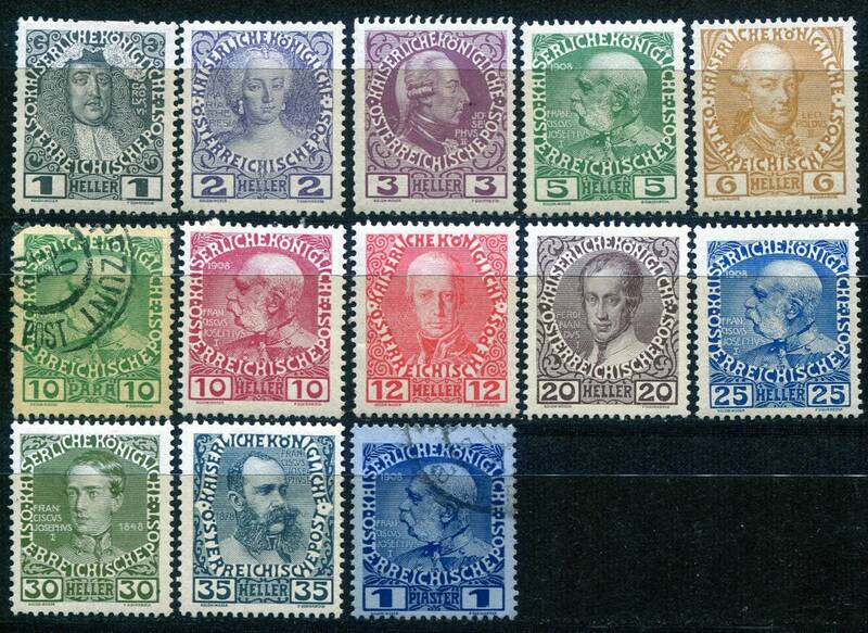 BOX-5◇オーストリア　1908年~　人物切手　13種　未・済