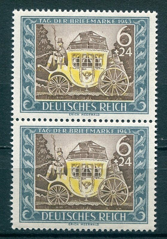 7273◇ドイツ・ナチス　1942年　郵便馬車・切手の日　ペア　1種完　NH