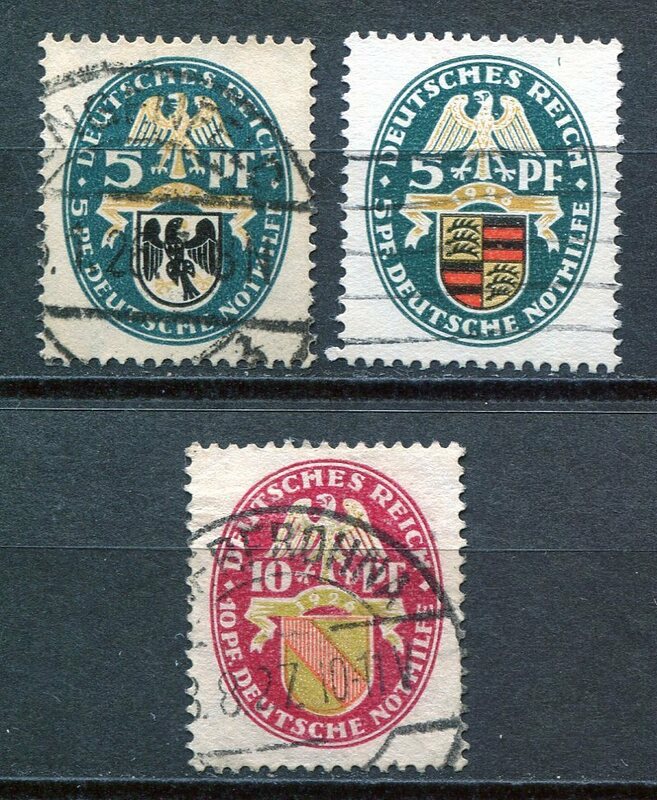 7081◇ドイツ　1925~年　紋章・慈善切手　3種　済