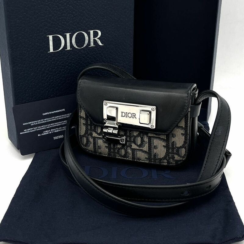 美品 Dior ディオール トロッター ロック 金具 キャンバス × レザー ミニ ショルダー バッグ dD0568H
