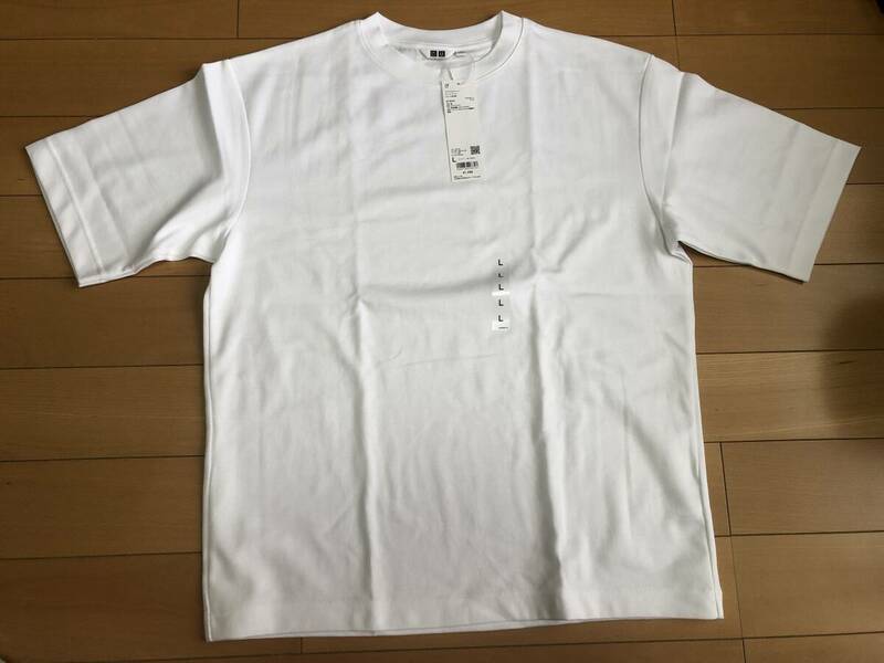 送料込 新品 ユニクロ エアリズム コットンオーバーサイズ Tシャツ（5分袖） 白 Lサイズ
