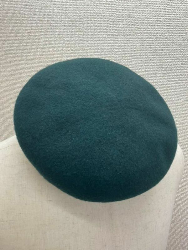 KT0311 GINZA TORAYA/銀座トラヤ帽子店 ベレー帽 ウール グリーン系 深緑 59cm 調節紐付き メンズ