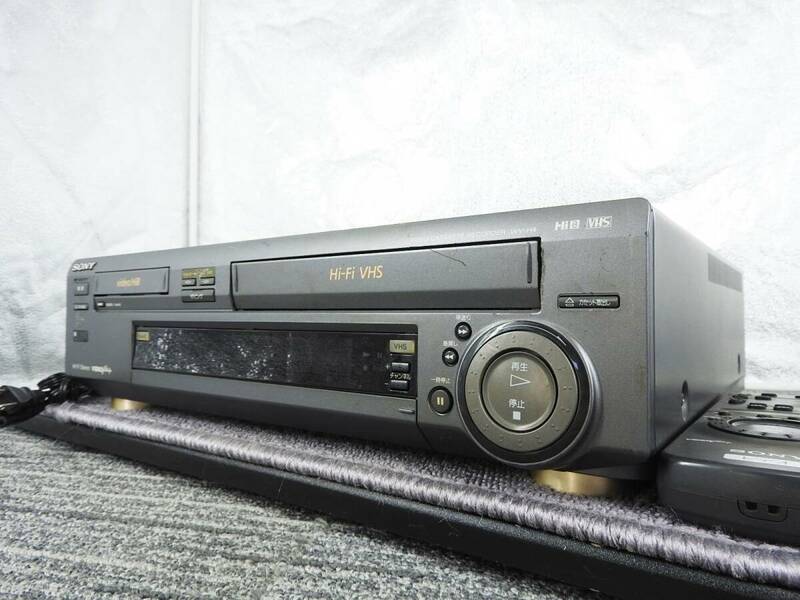 SONY ソニー★Hi8 VHS ビデオカセットレコーダー WV-H4 Wデッキ リモコン付き 通電OK★ジャンク品「管理№NR1662」