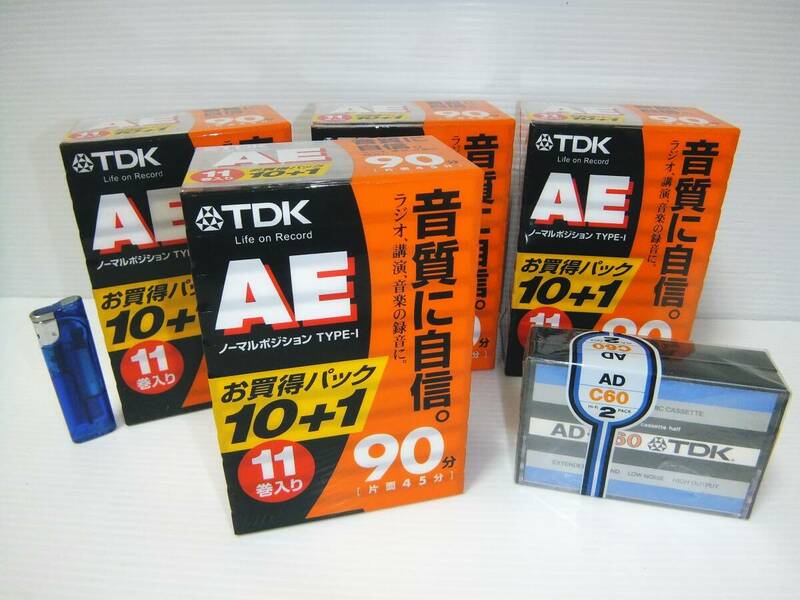 未使用 未開封 TDK ノーマルポジション カセットテープ 90分 11本パック×4個 AD-C60 2本パック×1個 合計46本