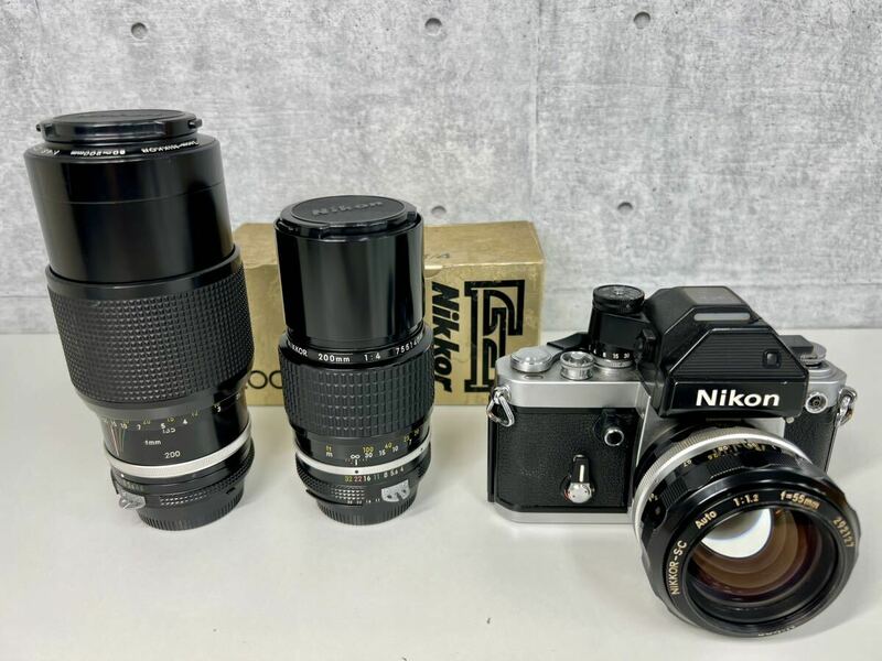 3個まとめ【Nikon ニコン F2/Zoom-NIKKOR 80-200mm/Nikkor 200mm f/4】フィルムカメラ 一眼レフ レンズ カビ取り未処理