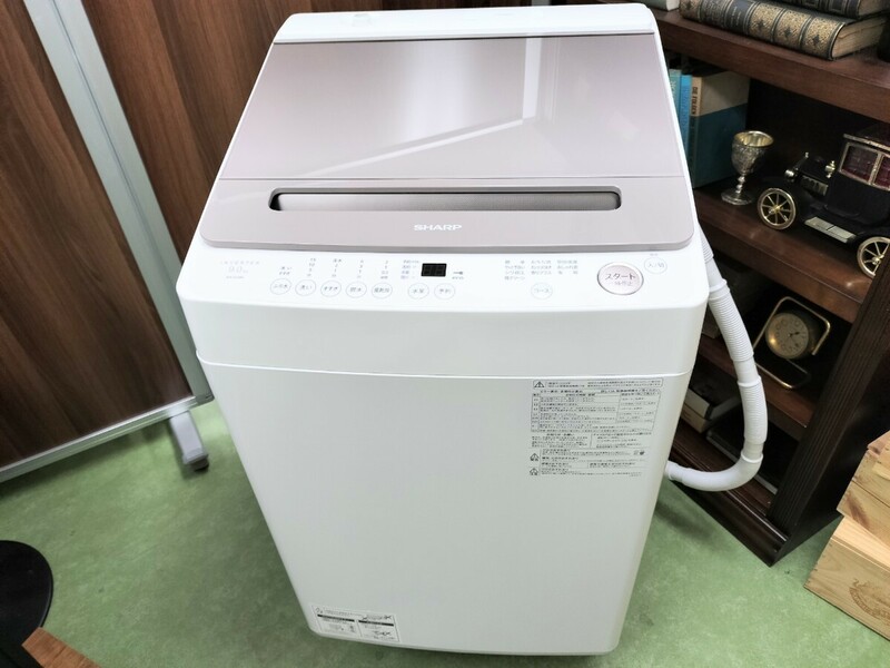通電確認済み【シャープ 全自動洗濯機　ES-GV9-H】インバーター 9kg SHARP 洗浄済み