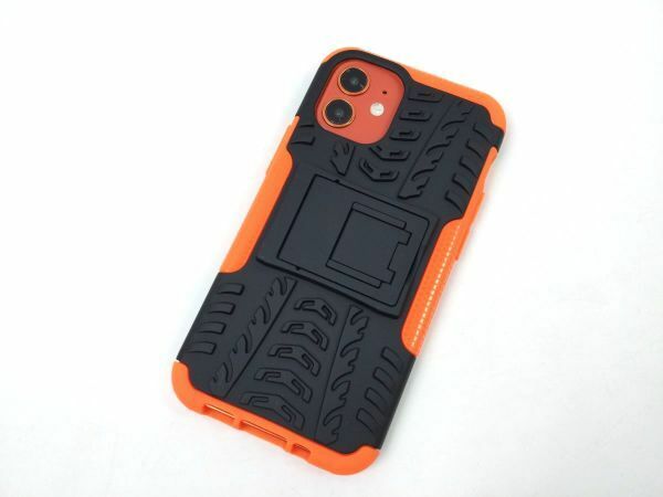 iPhone12 mini用 スタンド カバー 耐衝撃ケース オレンジ 送料無料