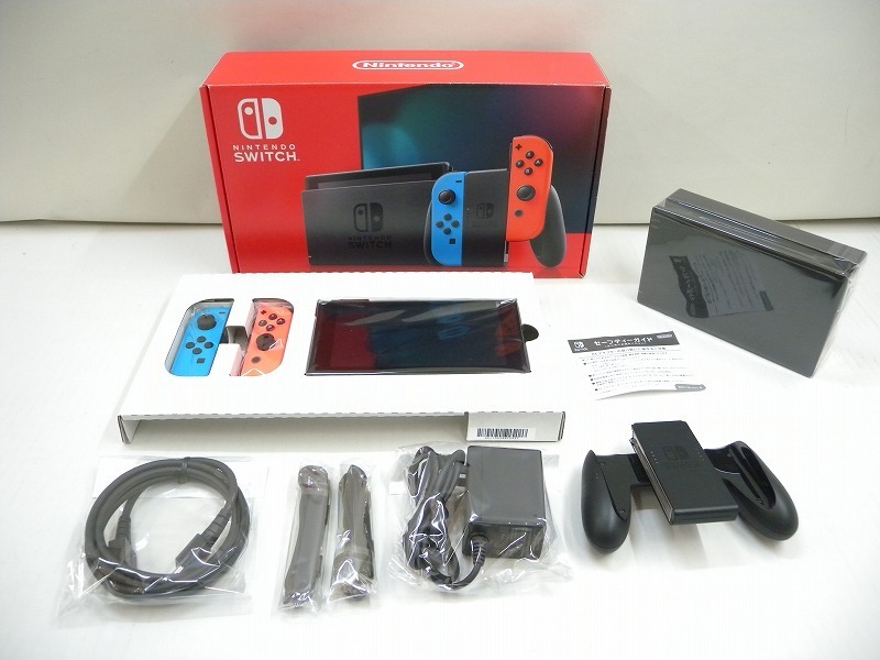 C6001★新型Nintendo Switch ネオンブルー/ネオンレッド 動作確認/初期化済 中古現状渡し