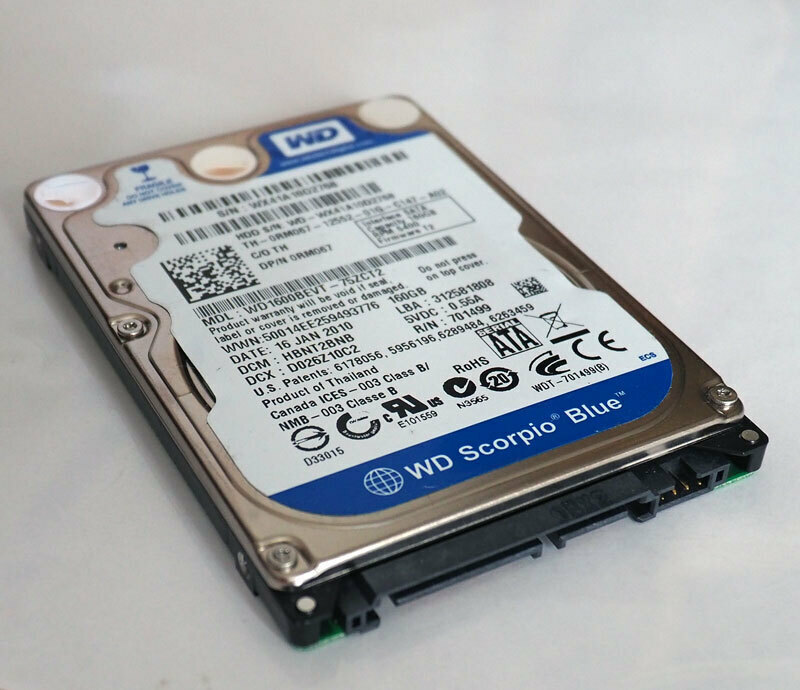 ▲2.5インチ　WD1600BEVT　正常　WD　ウエスタンデジタル　HDD　SATA　160GB　ALLクリア済み　エラーなし▲