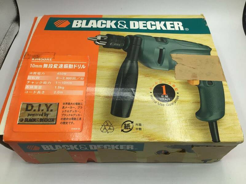 【10483】BLACK＆DECKER　KR450RE-JP　振動ドリル　電源確認済　用途別ドリル付　工具