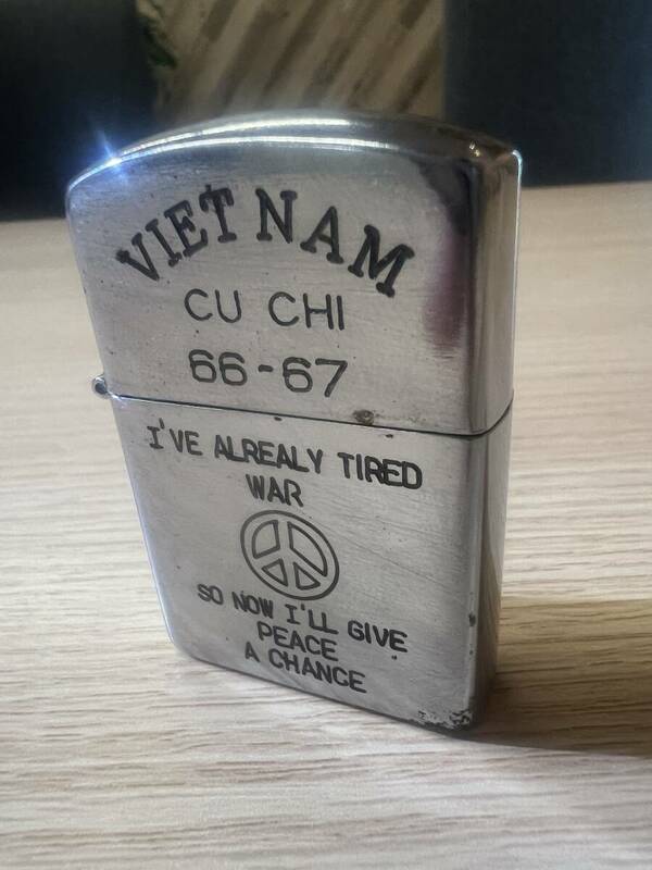 Zippo　ジッポー　ベトナム　戦争　平和　VIETNAM　CU CHI　66-67　I`VE ALREALY TIRED WAR SO NOW I`LL GIVE PEACE A CHANCE　ジャンク