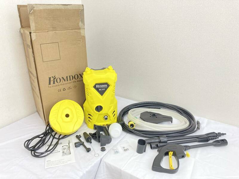 【JN32】(O) HOMDOX 家庭用高圧洗浄機 D1.1.0 Homdox 高圧洗浄機 高圧クリーナー 説明書/付属品有り 通電のみ確認 ジャンク扱い 中古現状品