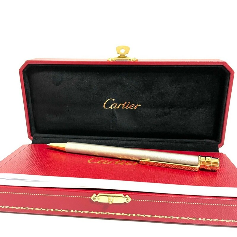 未使用保管品 Cartier カルティエ ボールペン ツイスト式 サントス ドゥ シルバー ゴールド 筆記用具