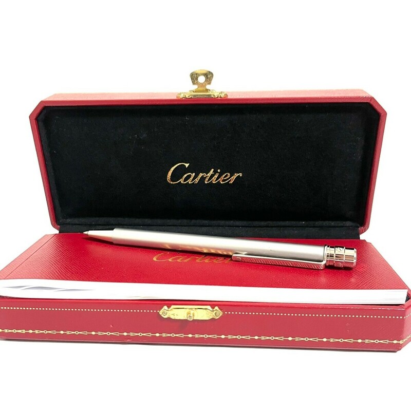 １円スタート Cartier カルティエ ボールペン ツイスト式 シルバー サントス　ドゥ 筆記用具