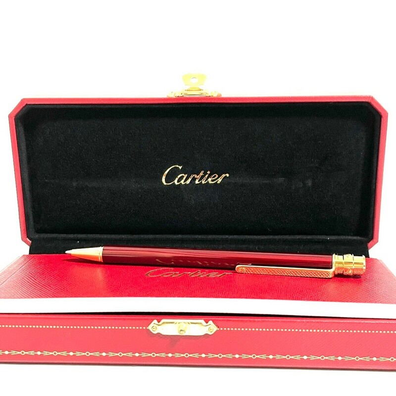 未使用保管品 Cartier カルティエ　サントス　ボールペン ツイスト式 筆記用具　箱付き