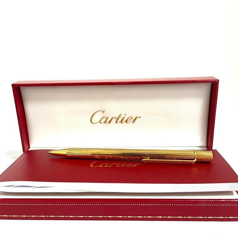１円スタート Cartier カルティエ ツイスト式 ボールペン マスト ドゥ ゴールド色 ケース付