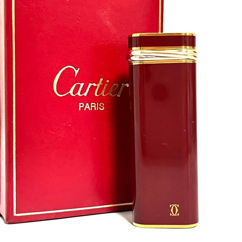 １円スタート Cartier カルティエ ライター トリニティ ボルドー ガスライター 喫煙具