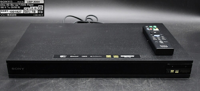 FY5-30　SONY ソニー ブルーレイ UBP‐X800 Ultra HD Bluetooth 4K DVDプレーヤー 通電確認済 保管品