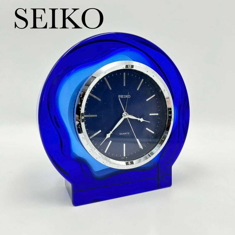 ☆大人気☆ SEIKO セイコー 置時計 置き時計 クォーツ 時計 目覚まし 稼働品 blue ブルー