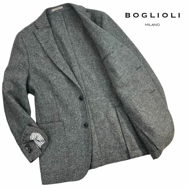 定価約13万 極美品 BOGLIOLI ボリオリ DOVER 段返 3Bテーラードジャケット サイズ50/XL相当 グレー 秋冬 イタリア製 最高級 人気 A2462