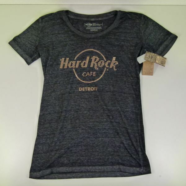 [IM] 未使用 ハードロックカフェ デトロイト Tシャツ レディース XS 黒 Hard Rock CAFE ブラック　バーンアウト