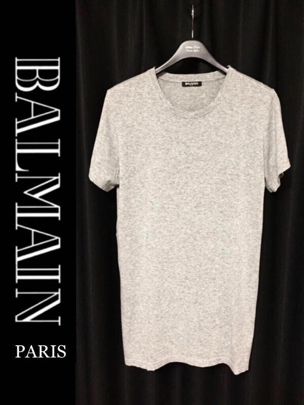 正規 BALMAIN 2014SS crew-neck T-shirt color gray バルマン ラウンドネック 定番Tシャツ カラー グレー イタリア製 サイズM★