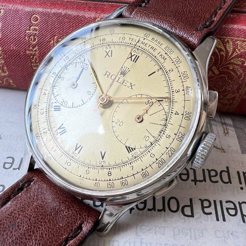rolex ロレックス　クロノグラフ　1940　37ｍｍ　ビッグサイズ　ステンレス　手巻き　動作良好　　メンズ腕時計　