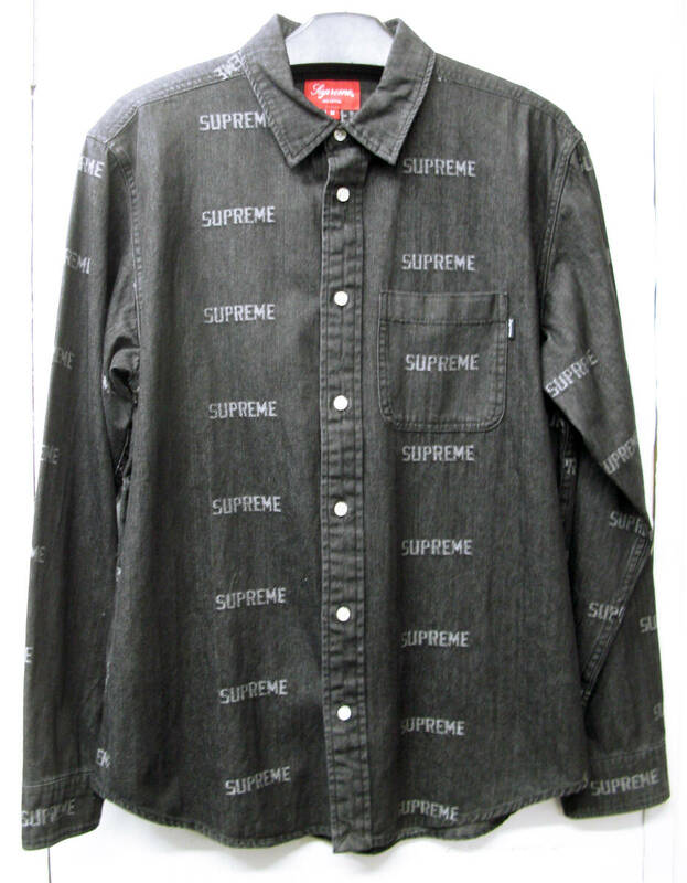 Supreme 19SS Logo Denim Shirt Black M シュプリーム 19SS ロゴ デニム シャツ 黒 美品 M
