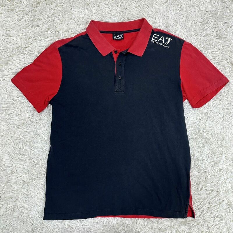 EMPORIO ARMANI エンポリオアルマーニ ポロシャツ 半袖 Tシャツ バイカラー EA7 ストレッチ素材 XLサイズ 