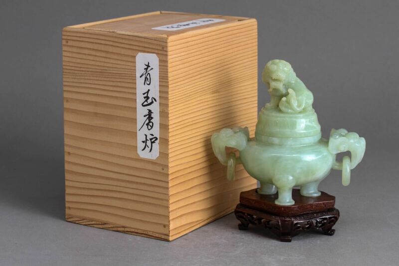 【久】2045 天然石 玉製 香炉 中国古玩 中国美術 置物 