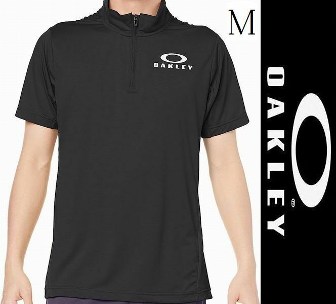 新品 M オークリー OAKLEY モックシャツ 半袖機能ポロシャツ ENHANCE 吸汗速乾　リフレクター　裏点接触 紫外線対策 黒