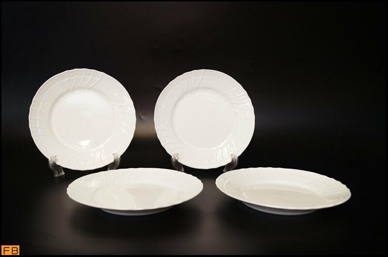 1394-リチャードジノリ◆ベッキオホワイト プレート 4枚 19.5cm ケーキ皿 デザート皿 食器 Richard Ginori
