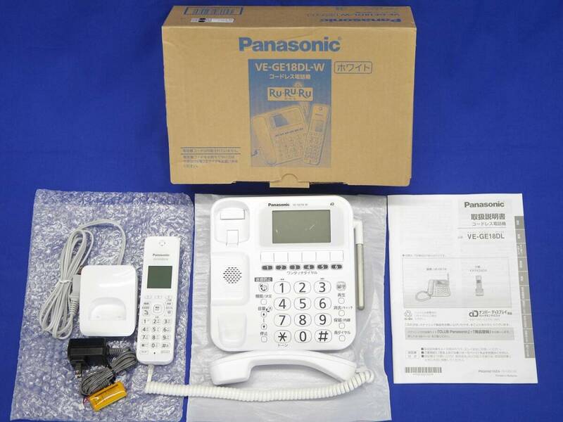 Panasonic VE-GE18DL コードレス電話機（子機1台付き）ホワイト パナソニック 電話機 コードレス 展示品 VE-GE18-W