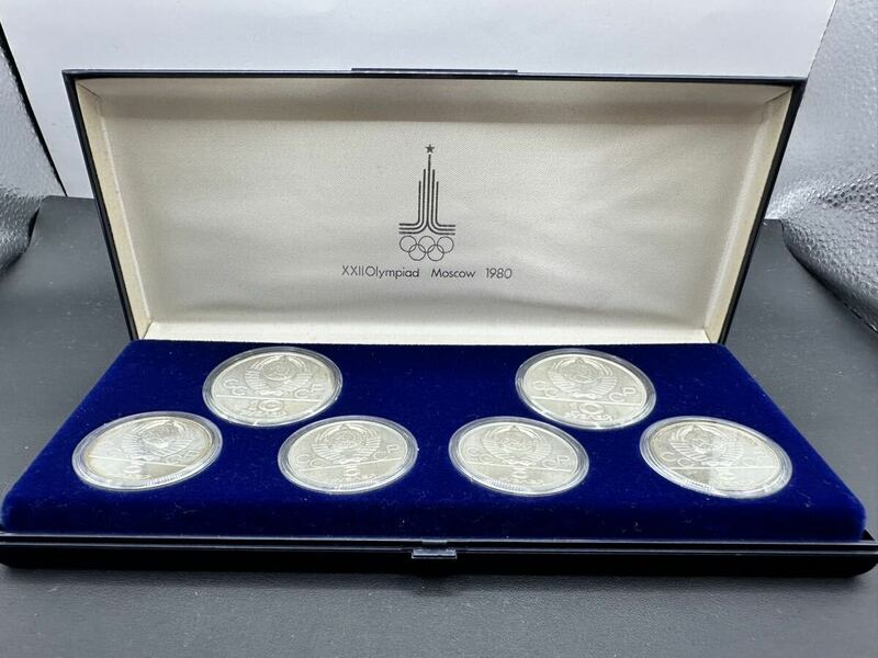 1980年 モスクワオリンピック 記念銀貨 6枚セット 5ルーブル 10ルーブル プルーフコイン メダル シルバー ロシア 旧ソ連 ケース入