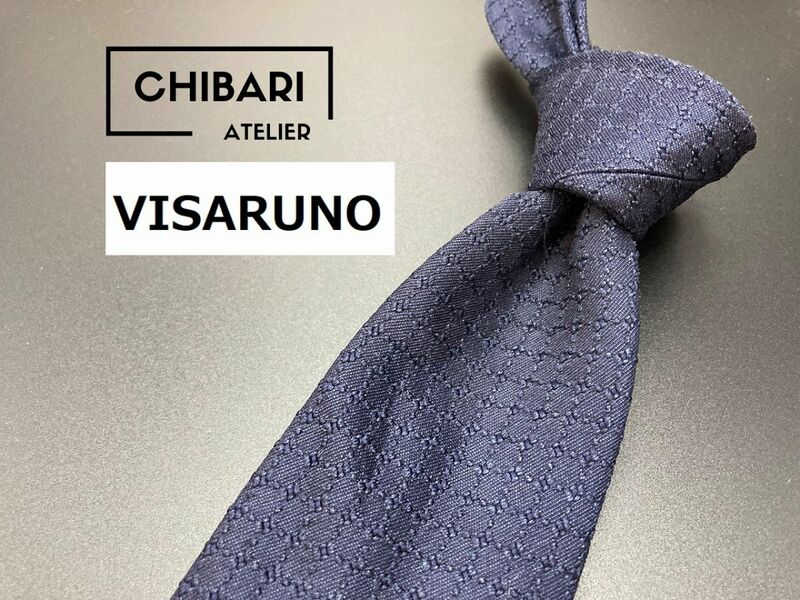 【美品】VISARUNO　ヴィサルノ　チェック柄　ネクタイ　3本以上送料無料　ネイビー　0501045