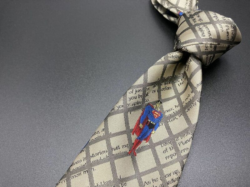 【美品】SUPERMAN　スーパーマン　ネクタイ　3本以上送料無料　グレイ　0502196