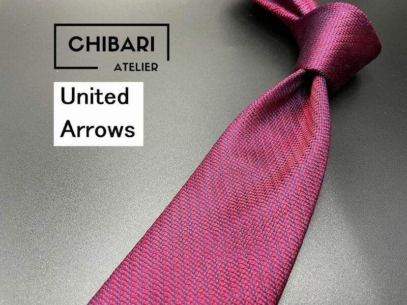 【超美品】United Arrows　ユナイテッドアローズ　レジメンタル柄　ネクタイ　3本以上送料無料　ワインレッド　0504038