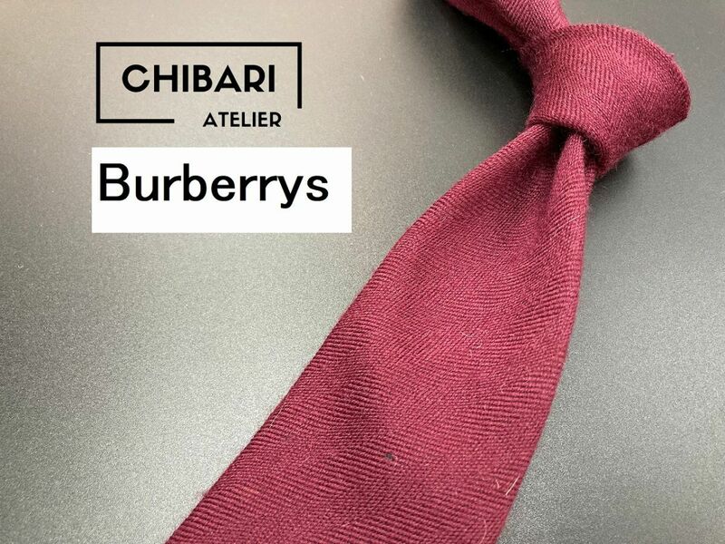 【超美品】Burberrys　バーバリー　ロゴ柄　ネクタイ　3本以上送料無料　ワインレッド　0505110