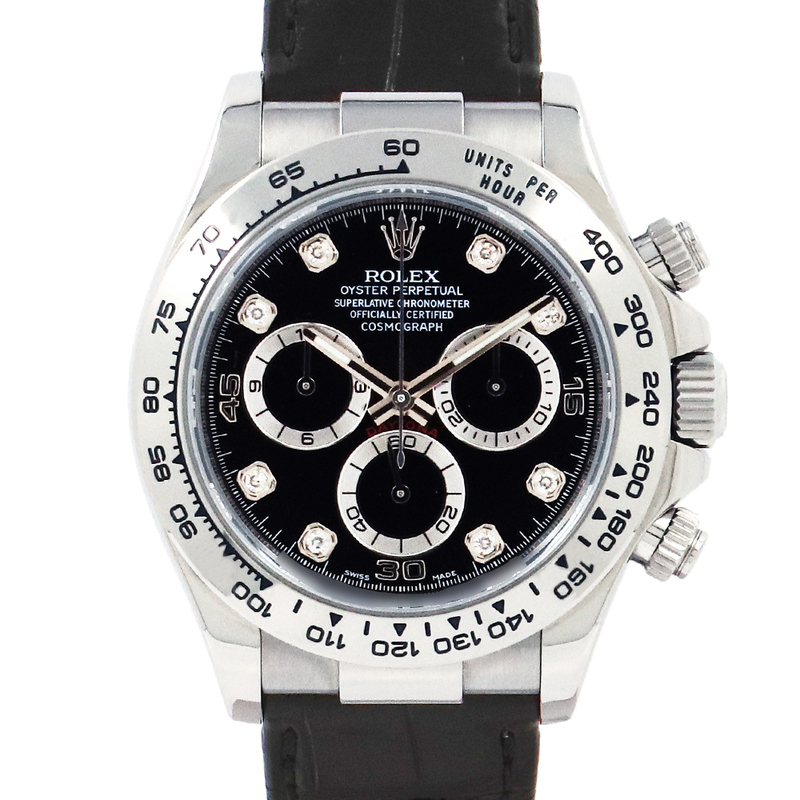 ロレックス（ROLEX）デイトナ 116519G 18Kホワイトゴールド8Pダイヤモンド ブラック文字盤 2006年頃の製造/Z番 メンズ 腕時計