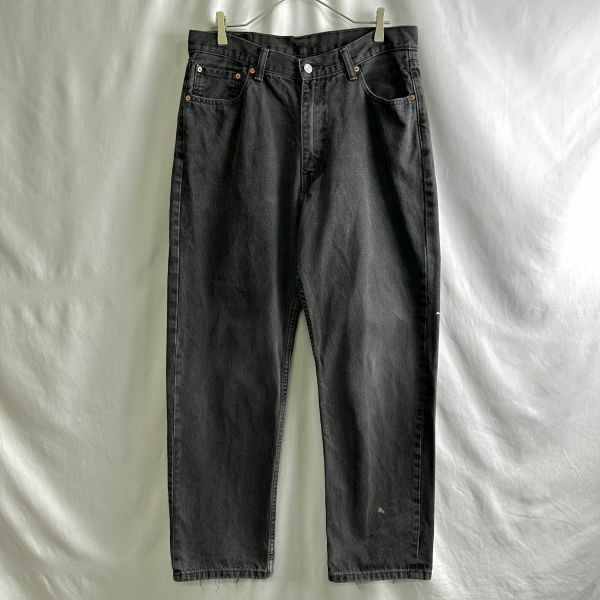 Levi's 550 ブラック バギー デニム パンツ W34×L31 黒 サルファ 後染め LOOSE FIT 560 エジプト製 シルバータブ 90s 00s ビンテージ